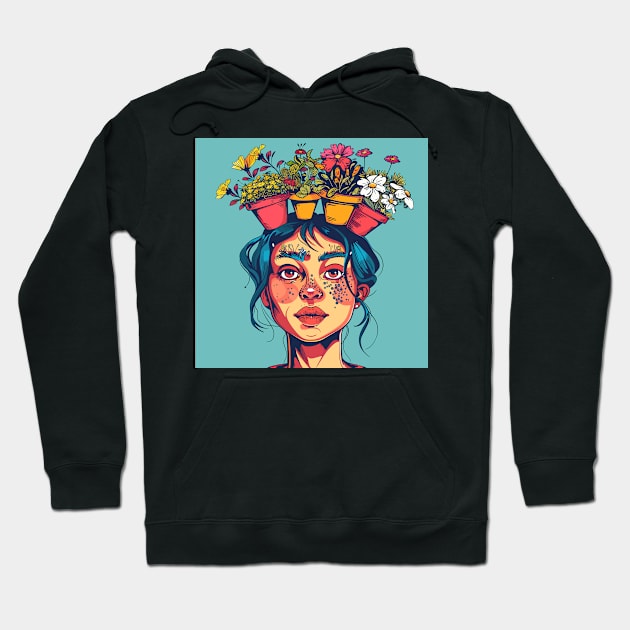 Woman with flowers Hoodie by erzebeth